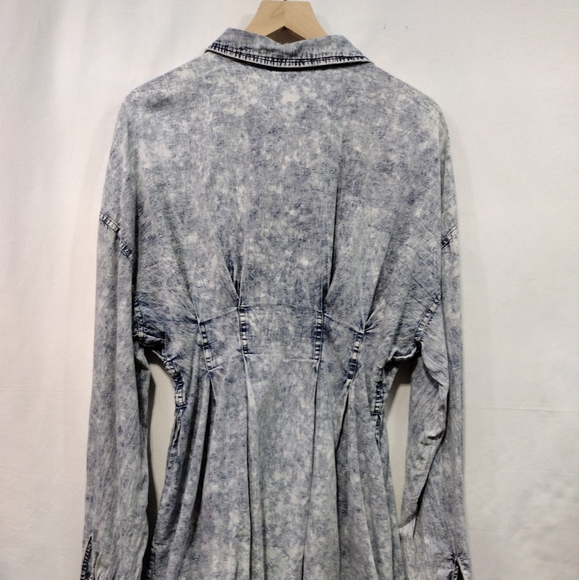 N 1 Los Angeles Acid Wash Denim Dress Women's M Blue Long Sleeve Boho Retro 90s - Picture 5 of 9